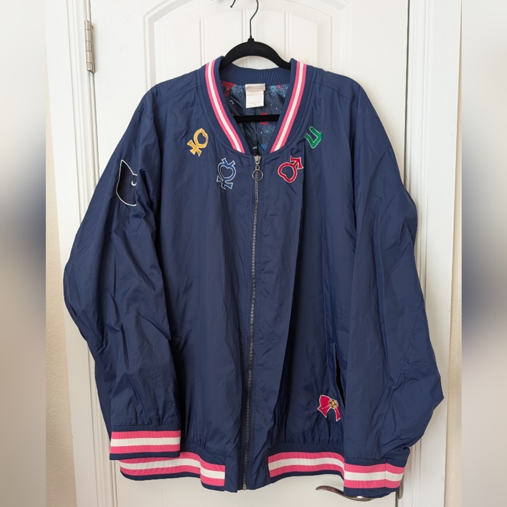 NWOT Sailor Moon x Torrid Navy Bomber Jacket with Pink Accents Plus - Picture 2 of 11